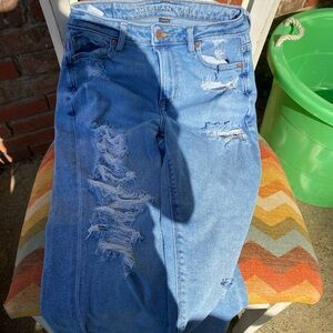 American Eagle Outfitters Women's Blue Distressed Jeans